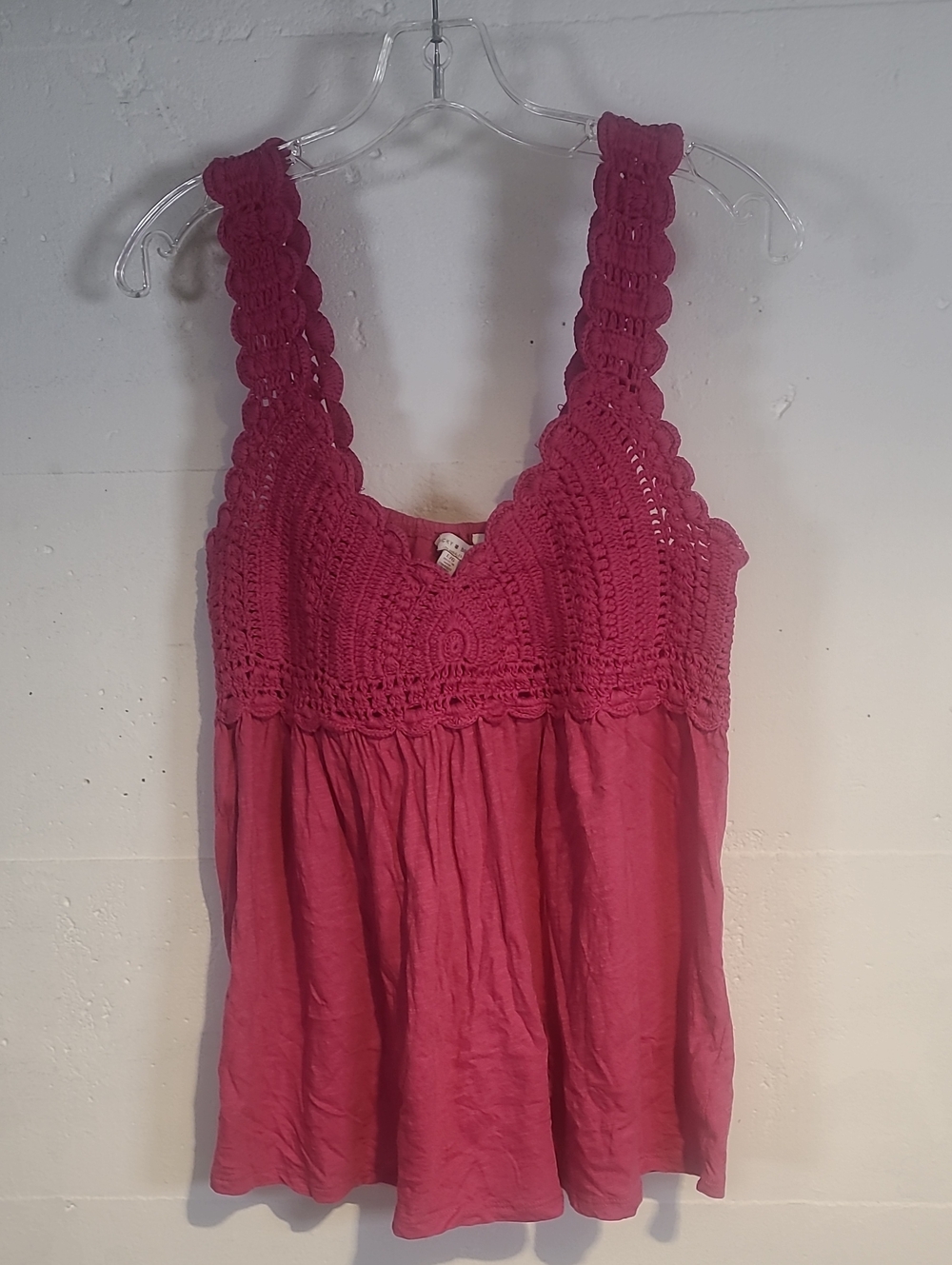 Lucky Brand Crochet-Top Camisole — Raspberry